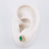 Topos Halo Tupido Esmeraldas 59pts Diamantes 47pts 2.95g / 9mm Oro Amarillo 18K