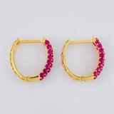 Candongas Huggy Rubíes 2.69pts 3.4g / 1.8cm Oro Amarillo 18K