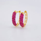 Candongas Huggy Rubíes 2.69pts 3.4g / 1.8cm Oro Amarillo 18K