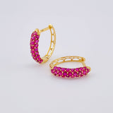 Candongas Huggy Rubíes 2.69pts 3.4g / 1.8cm Oro Amarillo 18K