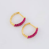 Candongas Huggy Rubíes 2.69pts 3.4g / 1.8cm Oro Amarillo 18K
