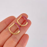 Candongas Huggy Rubíes 2.69pts 3.4g / 1.8cm Oro Amarillo 18K