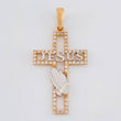 Dije Cruz Jesus 2.15gr / 3.6cm / Circones Blancos Dos Oros Blanco Rosa