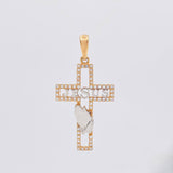 Dije Cruz Jesus 2.15gr / 3.6cm / Circones Blancos Dos Oros Blanco Rosa