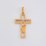 Dije Cruz Jesus 2.15gr / 3.6cm / Circones Blancos Dos Oros Blanco Rosa