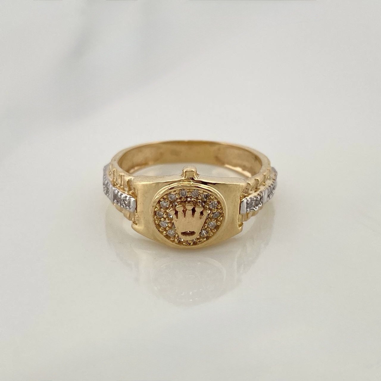 Anillo Corona  3.75gr / T6  / Dos Oros Amarillo Blanco 18K &
