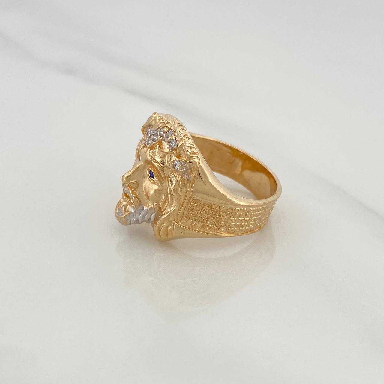 Anillo Rostro Cristo 11.55gr / T10 1/2 / Dos Oros Amarillo Blanco 18K