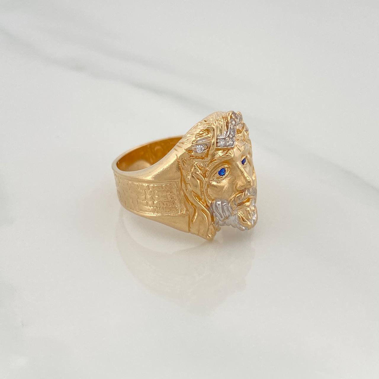 Anillo Rostro Cristo 11.55gr / T10 1/2 / Dos Oros Amarillo Blanco 18K