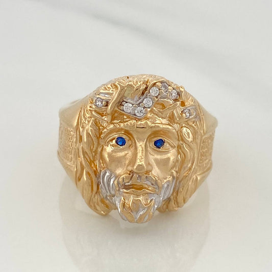 Anillo Rostro Cristo 11.55gr / T10 1/2 / Dos Oros Amarillo Blanco 18K