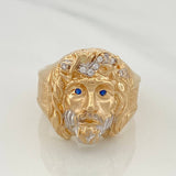 Anillo Rostro Cristo 11.55gr / T10 1/2 / Dos Oros Amarillo Blanco 18K
