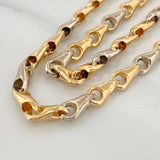 Cadena Rustica Espiga 9.95gr / 48cm / 4.7mm Dos Oros Amarillo Blanco 18K $