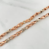 Cadena Rustica Espiga 10.85gr / 53cm / 4.9mm Dos Oros Blanco Rosa 18K $