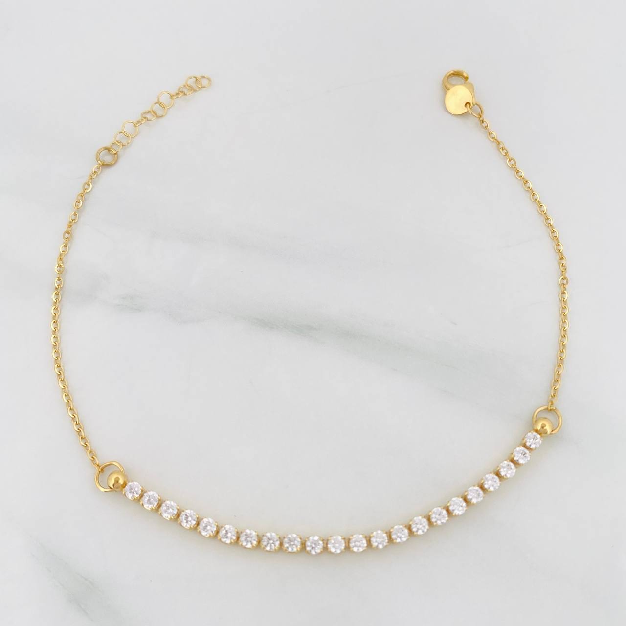Pulso Modulable Tenis Aro Seguido 1.95g / 19.3cm - 17.3cm / 1.9mm Oro Amarillo 18K