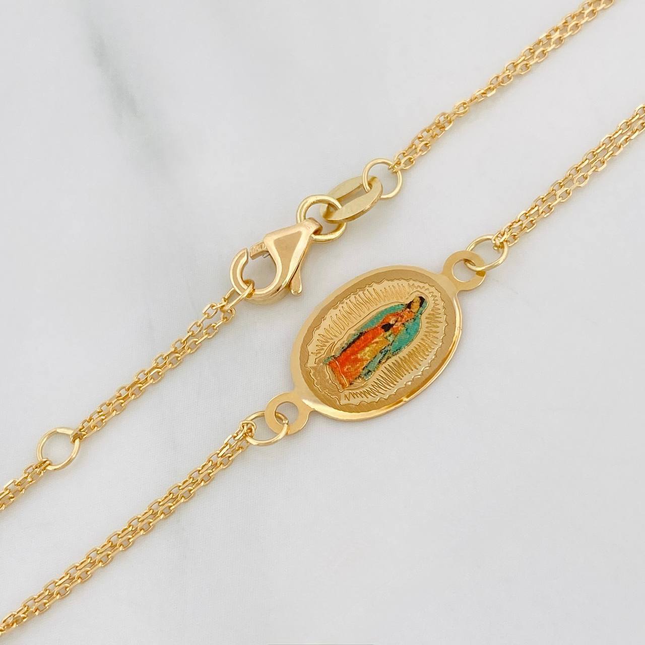 Pulso Modulable Aro Seguido Virgen Guadalupe 1.75g / 16.5cm - 18cm / 1mm Oro Amarillo 18K
