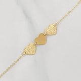 Pulso Modulable Aro Seguido Corazones 1.05g / 16.5cm - 18.5cm / 1mm Oro Amarillo 18K