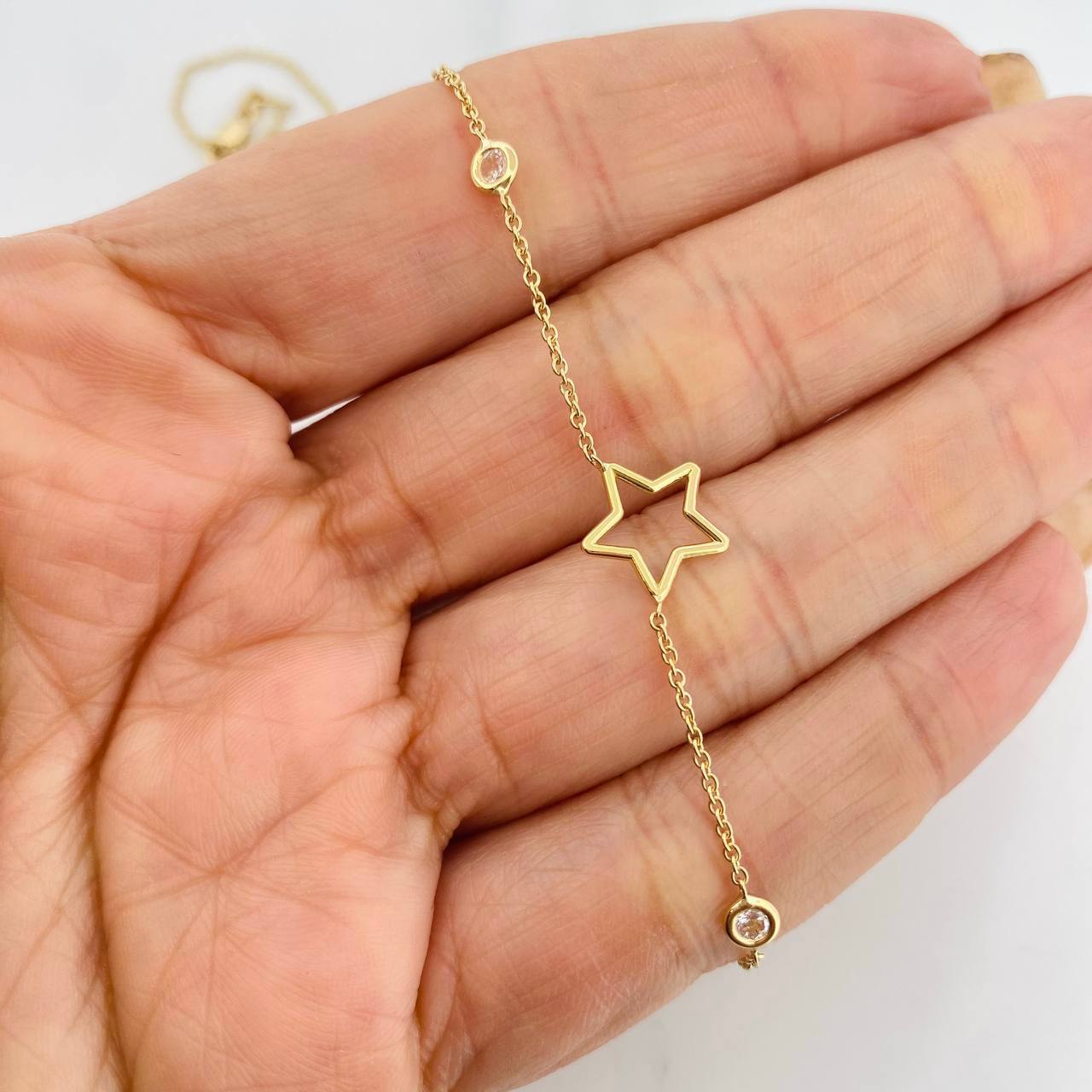 Cadena Aro Seguido Estrellas 3.8g / 45cm / 1mm Oro Amarillo 18K