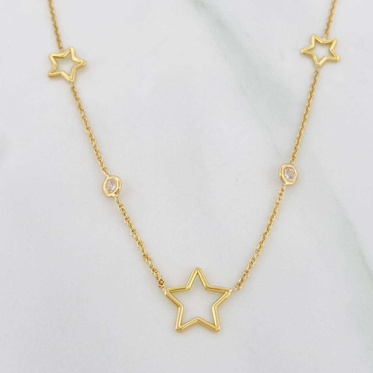Cadena Aro Seguido Estrellas 3.8g / 45cm / 1mm Oro Amarillo 18K