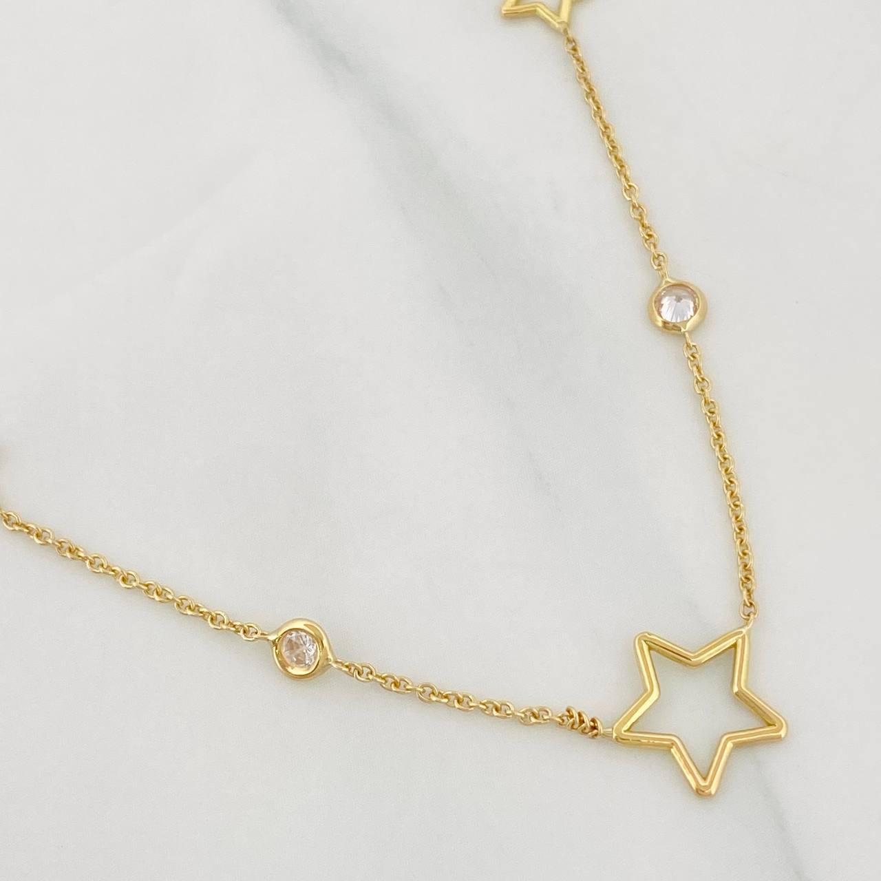 Cadena Aro Seguido Estrellas 3.8g / 45cm / 1mm Oro Amarillo 18K