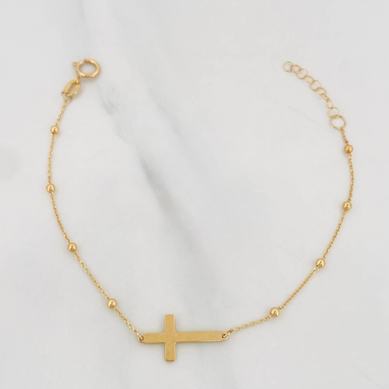 Pulso Modulable Aro Seguido Cruz 1.5g / 18cm - 17cm / 1mm Oro Amarillo 18K