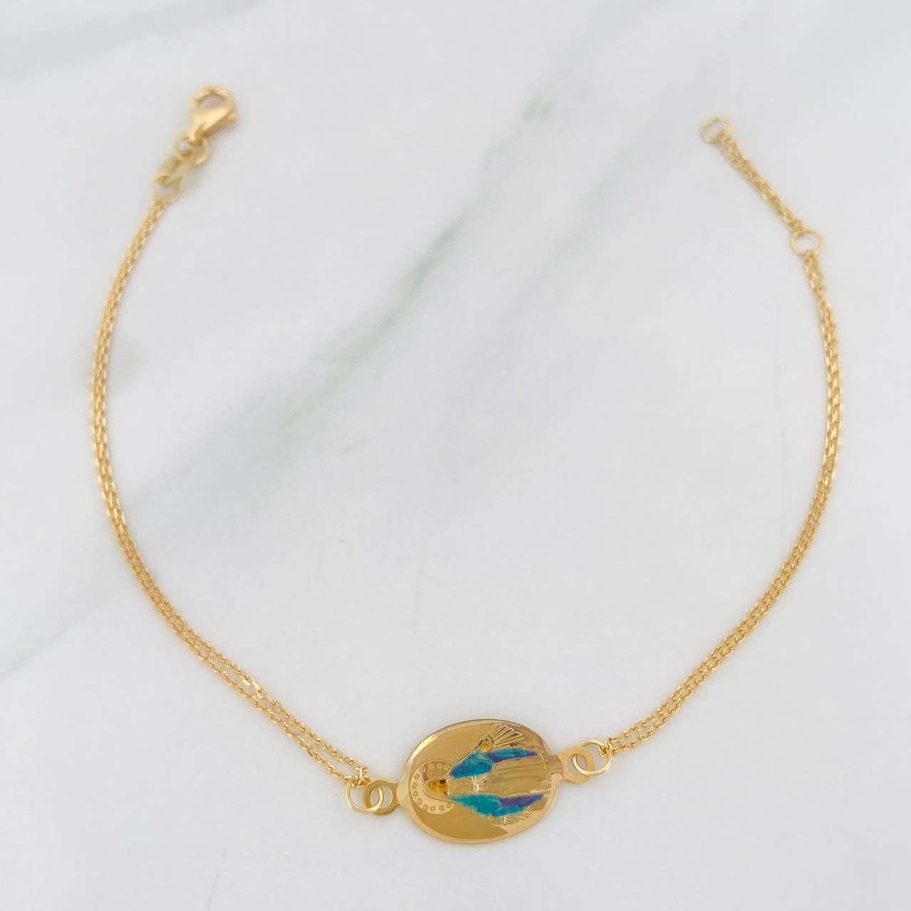 Pulso Modulable Aro Seguido Virgen Milagrosa 1.8g / 16.5cm - 18cm / 1mm Oro Amarillo 18K