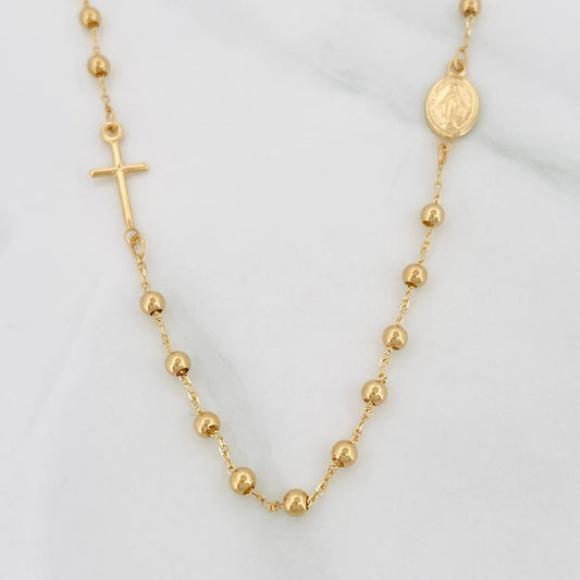 Cadena Denario Virgen Milagrosa 3.1g / 45cm / 2.5mm Oro Amarillo 18K