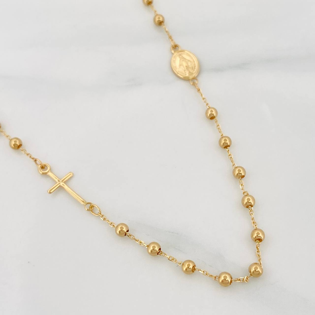 Cadena Denario Virgen Milagrosa 3.1g / 45cm / 2.5mm Oro Amarillo 18K