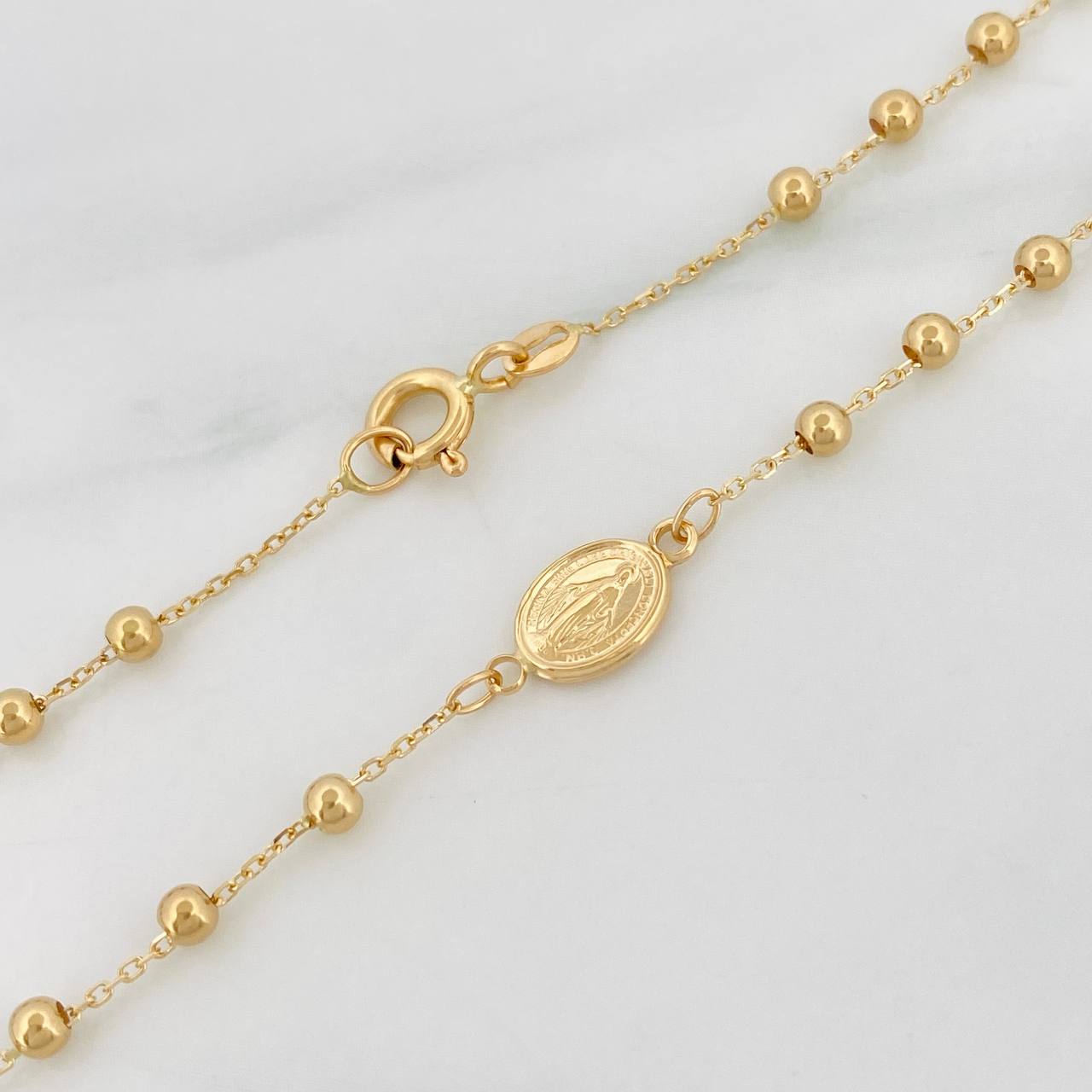 Cadena Denario Virgen Milagrosa 3.1g / 45cm / 2.5mm Oro Amarillo 18K