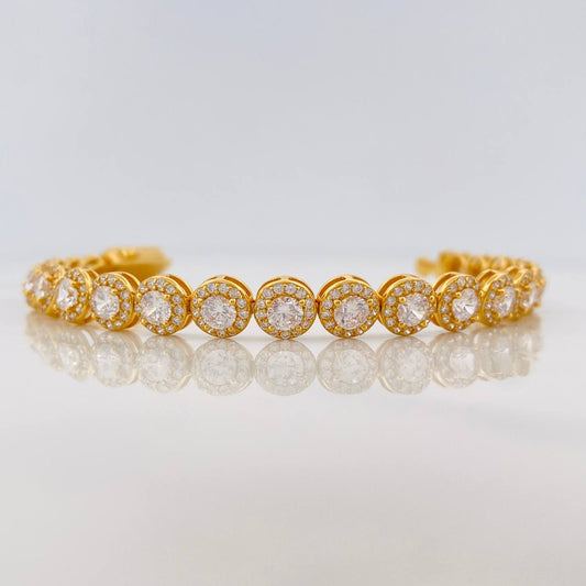 Pulso Tennis Circular 15.25g / 18cm / 7mm Plata Vermeil 925