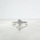 Anillo Solitario Corona Doble 1.8gr / T6 3/4 / Circones Blancos Oro Blanco