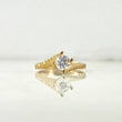 Anillo Solitario Lineas Curvas 3.45gr / T7 1/4 / Circones Blancos Oro Amarillo