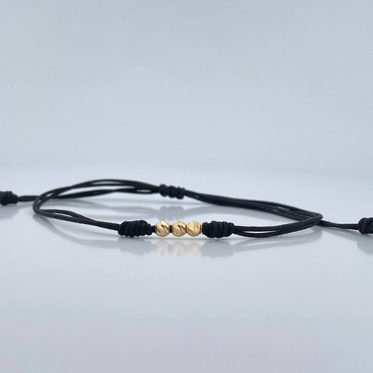 Pulsera Tejida Negra 0.25gr / 3mm Oro Amarillo 18K %