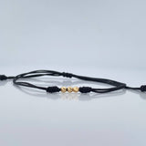Pulsera Tejida Negra 0.25gr / 3mm Oro Amarillo 18K %