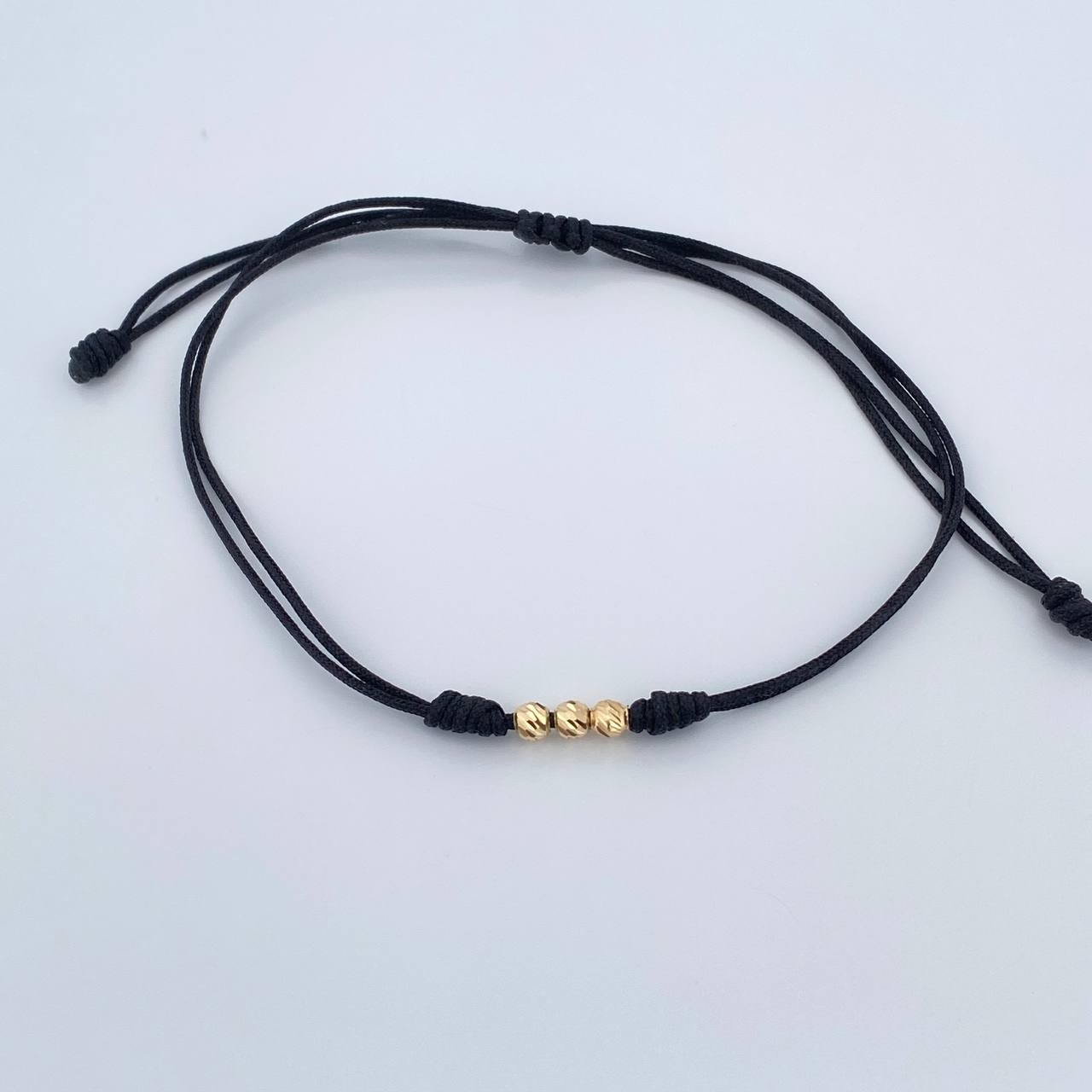 Pulsera Tejida Negra 0.25gr / 3mm Oro Amarillo 18K %