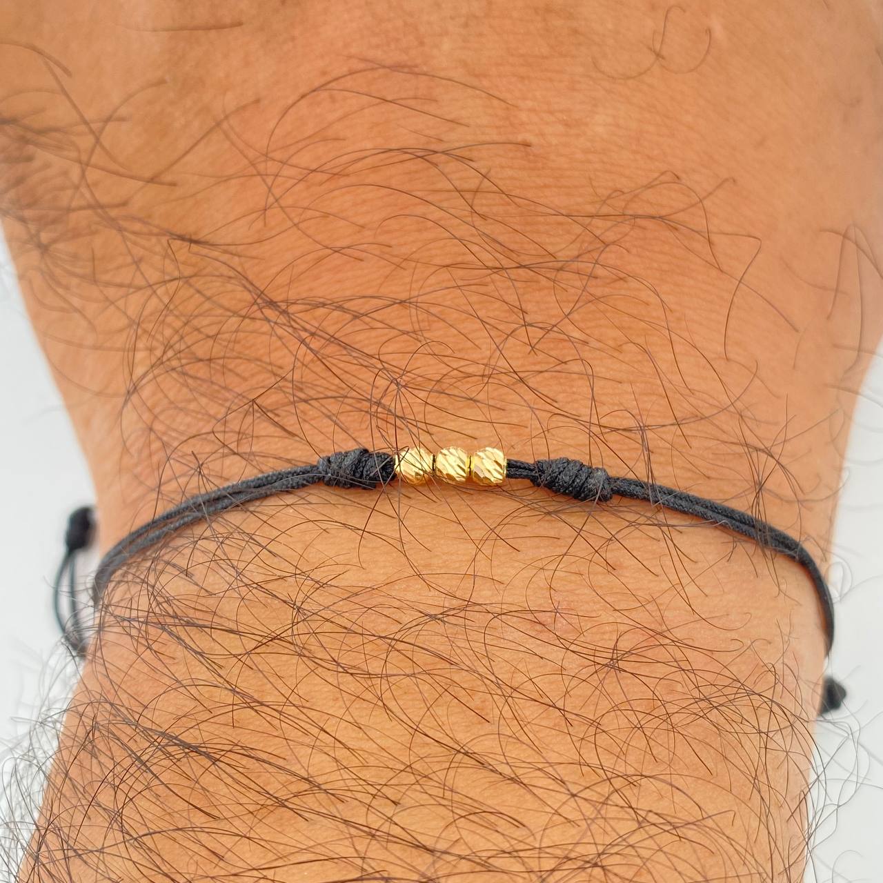 Pulsera Tejida Negra 0.25gr / 3mm Oro Amarillo 18K %