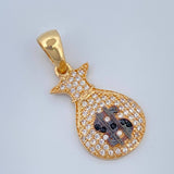 Dije Bolsa de Dinero 2.7gr / 3cm / Dos Oros Negro Amarillo 18K %