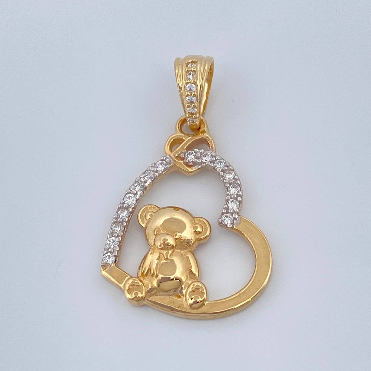 Dije Corazon Oso 2.45gr / 2.7cm / Dos Oros Amarillo Blanco 18K %