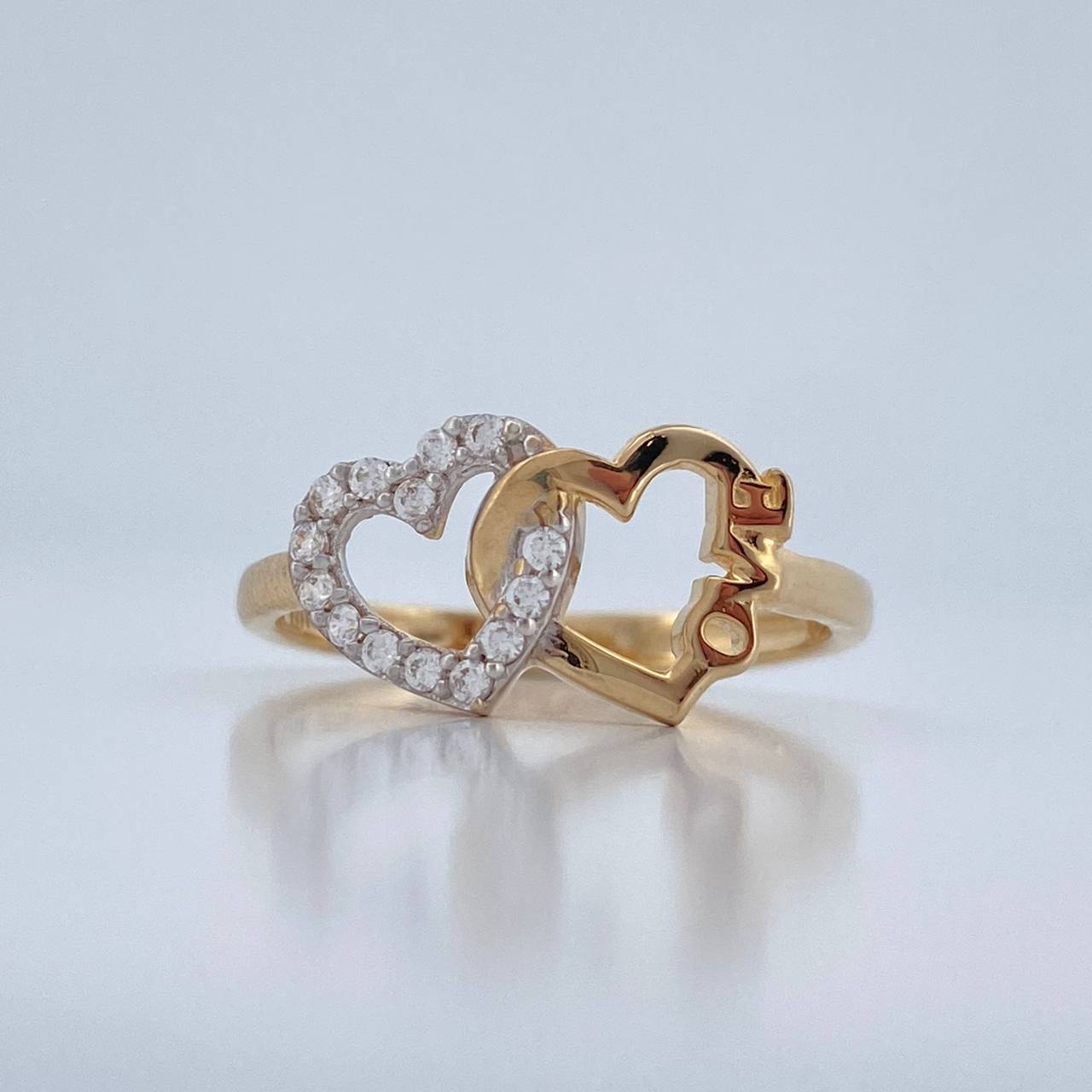 Anillo Corazon Love 2.3gr / T7 / Dos Oros Amarillo Blanco 18K %