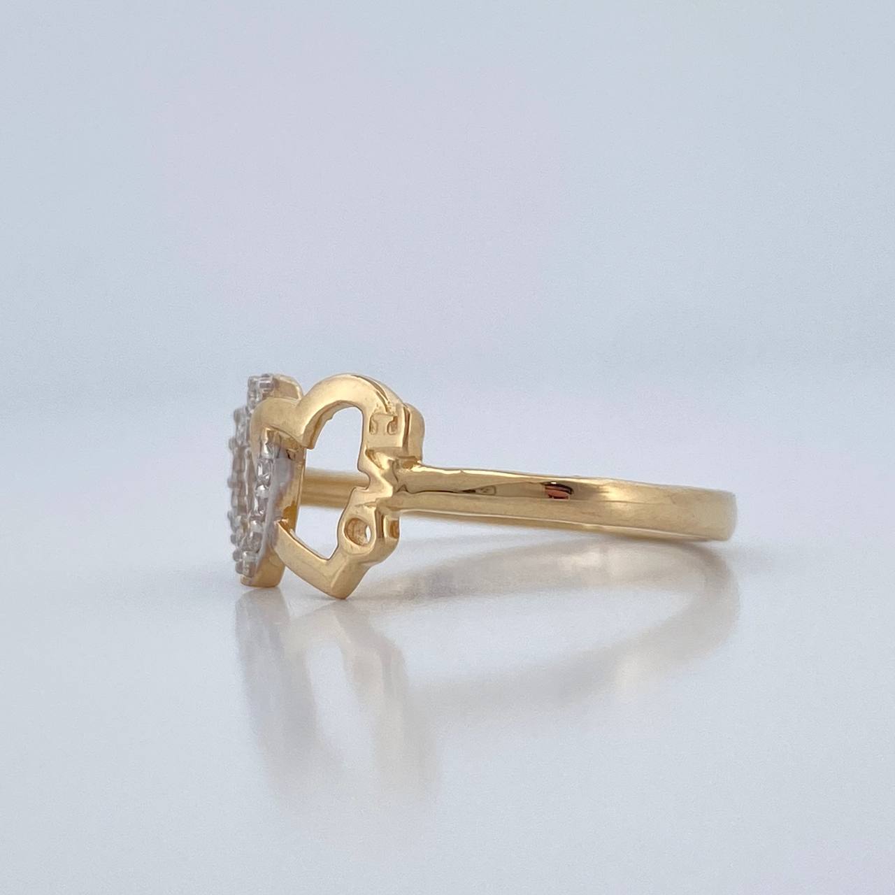 Anillo Corazon Love 2.3gr / T7 / Dos Oros Amarillo Blanco 18K %