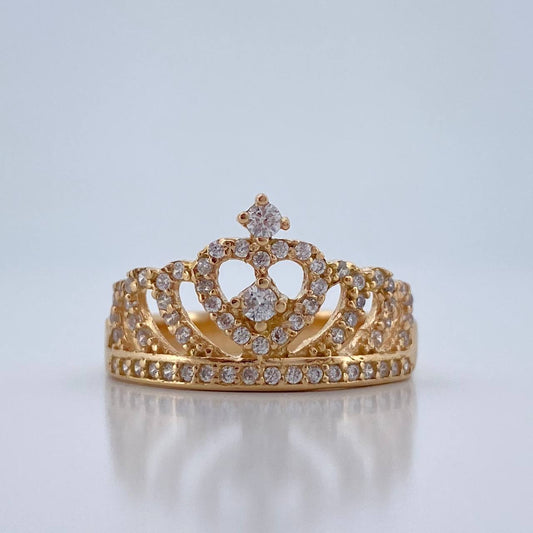 Anillo Corona corazon 3.35gr / T7 / Oro Amarillo 18K %