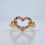 Anillo Corazones 2.1gr / T6 3/4 / Oro Amarillo 18K %