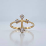 Anillo Cruz 2.05gr / T7 3/4 / Dos Oros Amarillo Blanco 18K %