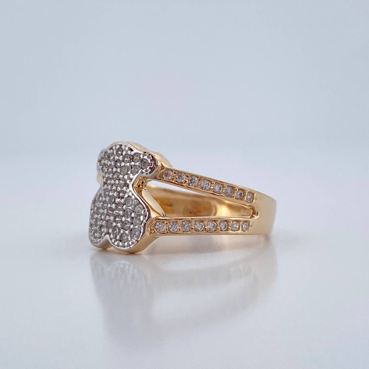 Anillo Oso TS 3.7gr / T6 1/2 / Dos Oros Amarillo Blanco 18K %