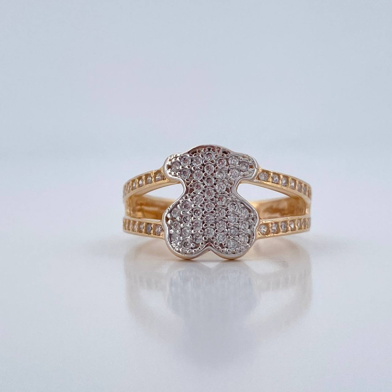 Anillo Oso TS 3.7gr / T6 1/2 / Dos Oros Amarillo Blanco 18K %