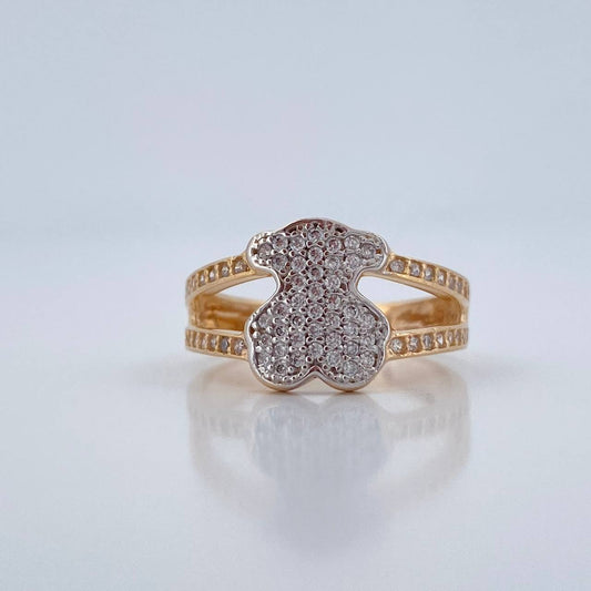 Anillo Oso TS 3.7gr / T6 1/2 / Dos Oros Amarillo Blanco 18K %