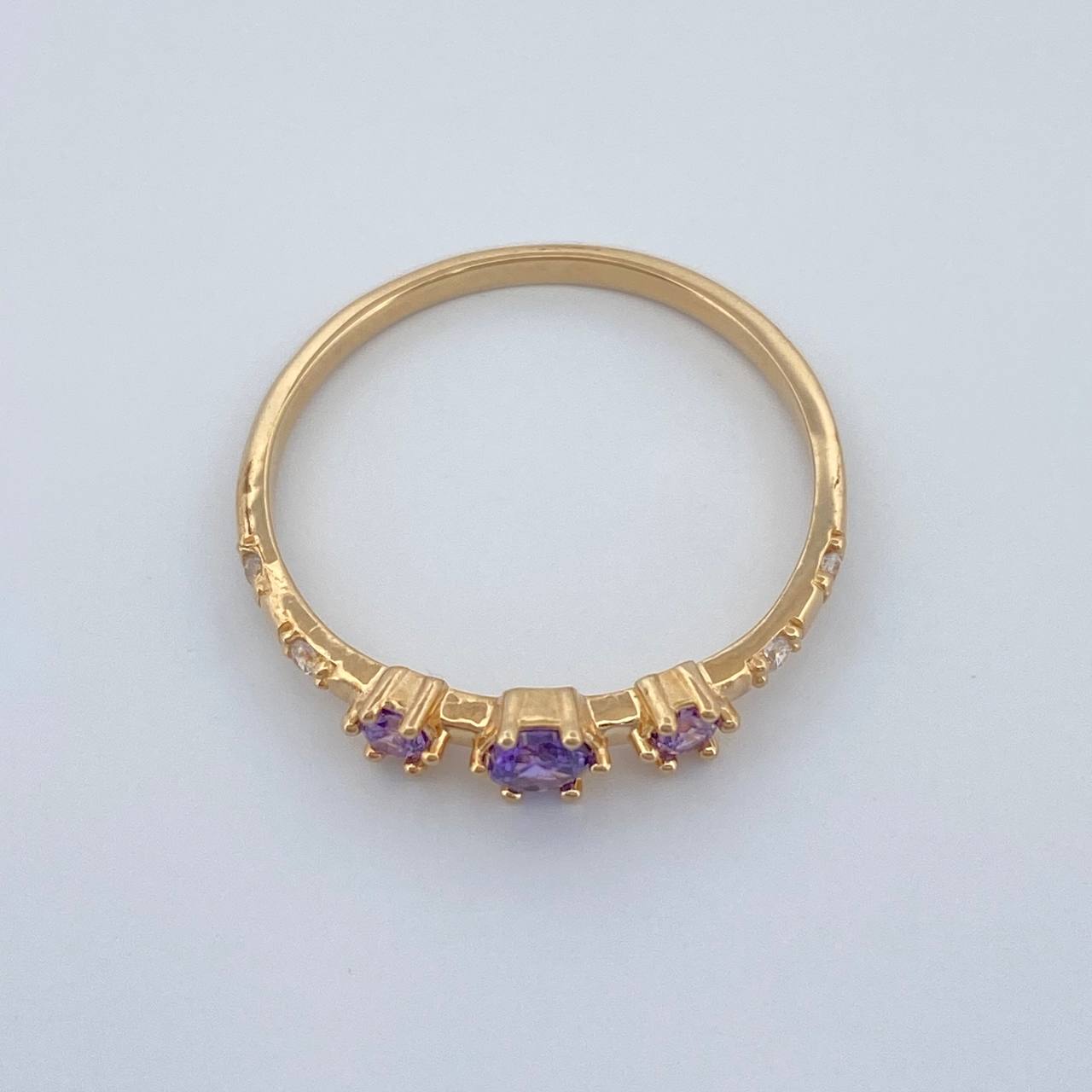 Anillo Solitario Dos Ojos 1.5gr T7 1/4 / Oro Amarillo 18K %
