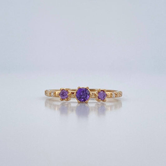 Anillo Solitario Dos Ojos 1.5gr / T6 3/4 / Oro Amarillo 18K %