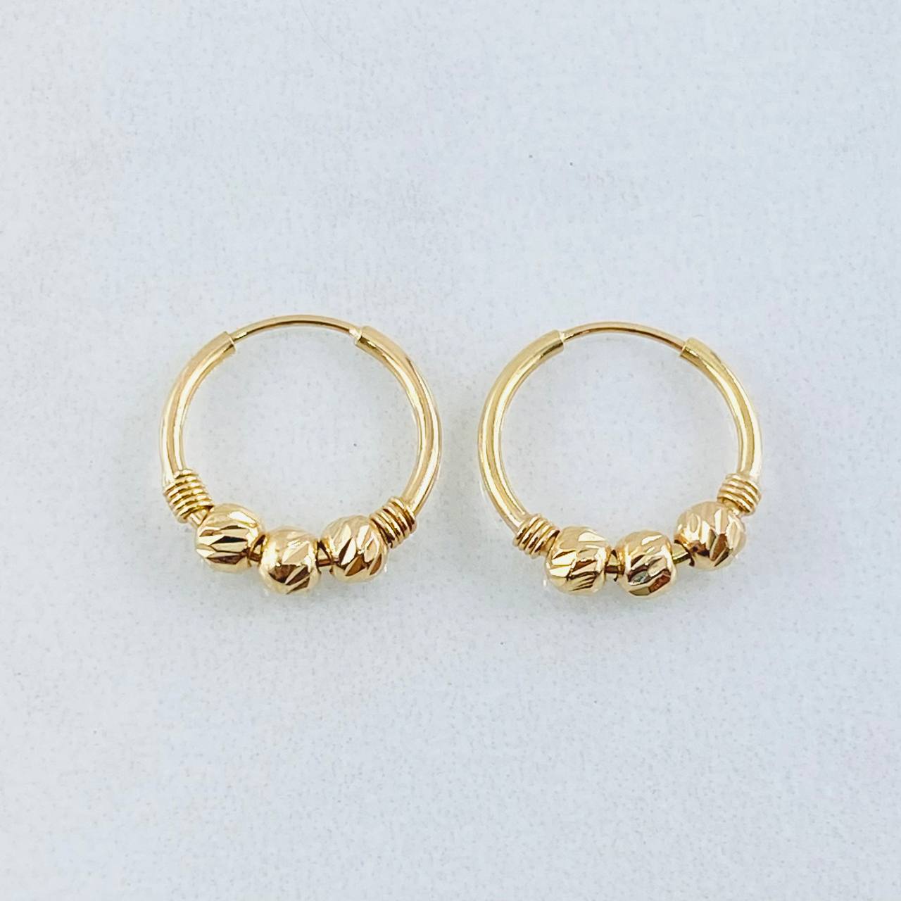 Candongas Trio Bola 0.95gr / 1.2cm-Oro Amarillo 18K