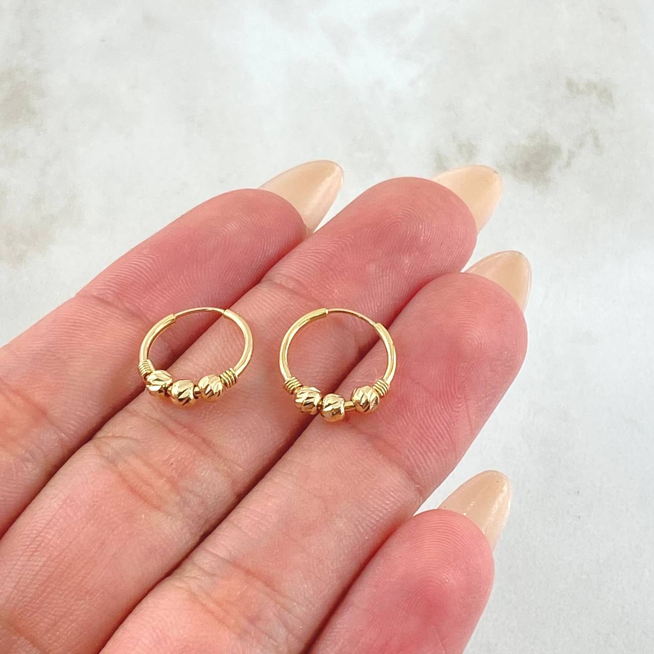Candongas Trio Bola 0.95gr / 1.2cm-Oro Amarillo 18K