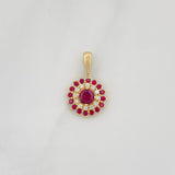 Dije Flor Tupida Rubíes 0.39pts Diamantes 0.6pts 0.85g / 1.05cm Oro Amarillo 18K