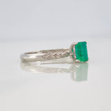 Anillo Solitario Cuadrado Esmeralda 0.42pts 1.95g / T6 3/4 Oro Blanco 18K